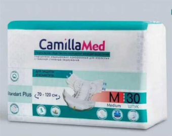 Подгузники для взрослых CamillaMed, размер М (70-120 см) упаковка 30 шт.
